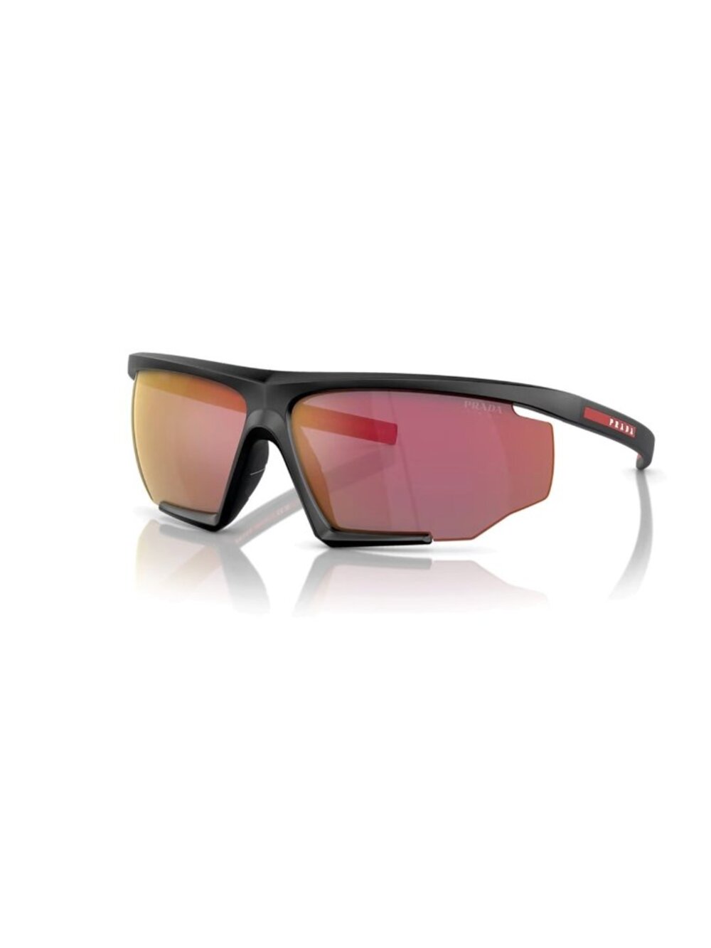 Prada Linea Rossa PS07YS DG010A 76 Black rubber Rectangular Sunglasses